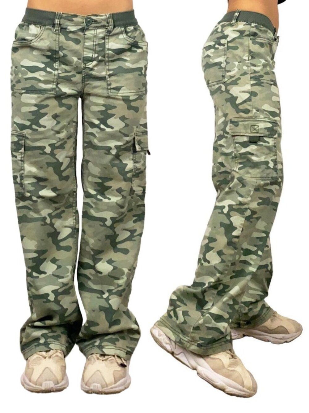 2000s y2k limited too green camo cargo pants